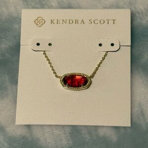 Kendra Scott Gold Necklace with Vibrant Red Pendant